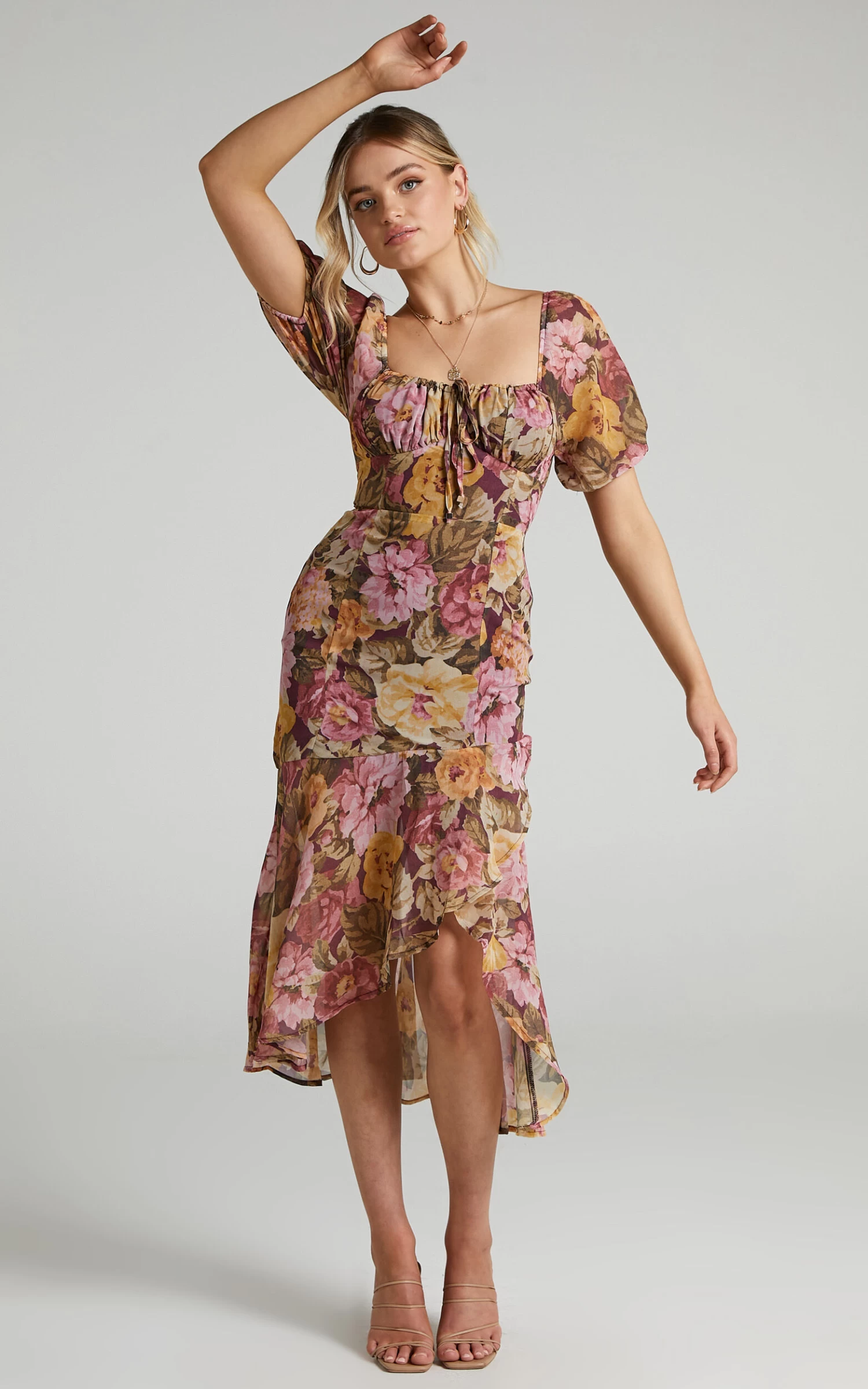 Showpo Jasalina Puff Sleeve Midi Dress In Classic Floral - Image 4
