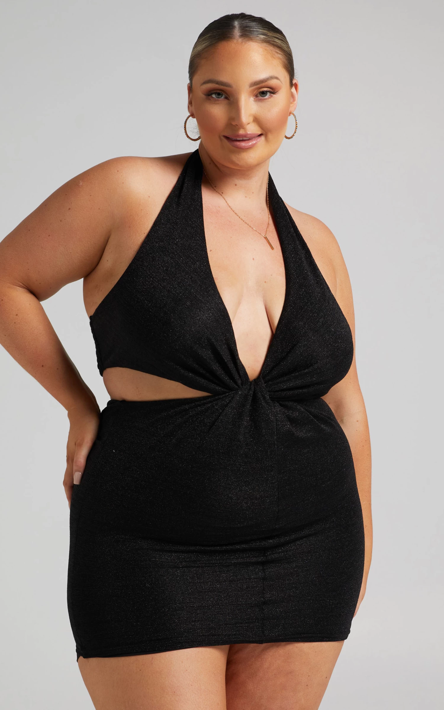 Showpo Anniebelle Twist Knot Mini Dress In Black - Image 3