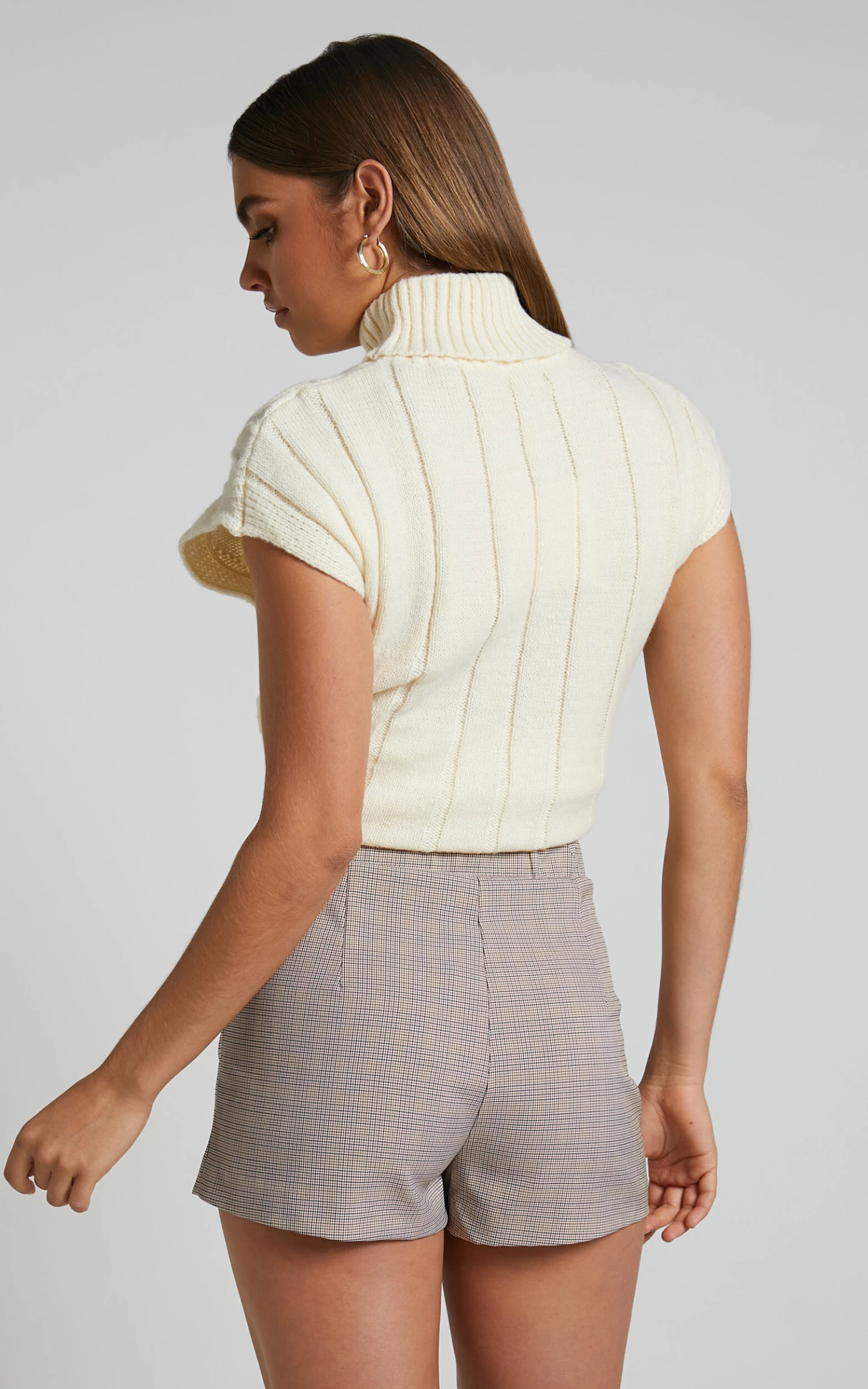 Showpo Khizza Wrap Front Skort In Brown Pink Check - Image 7