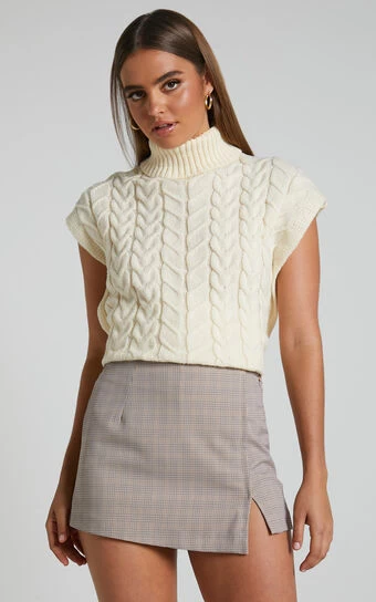 Showpo Khizza Wrap Front Skort In Brown Pink Check