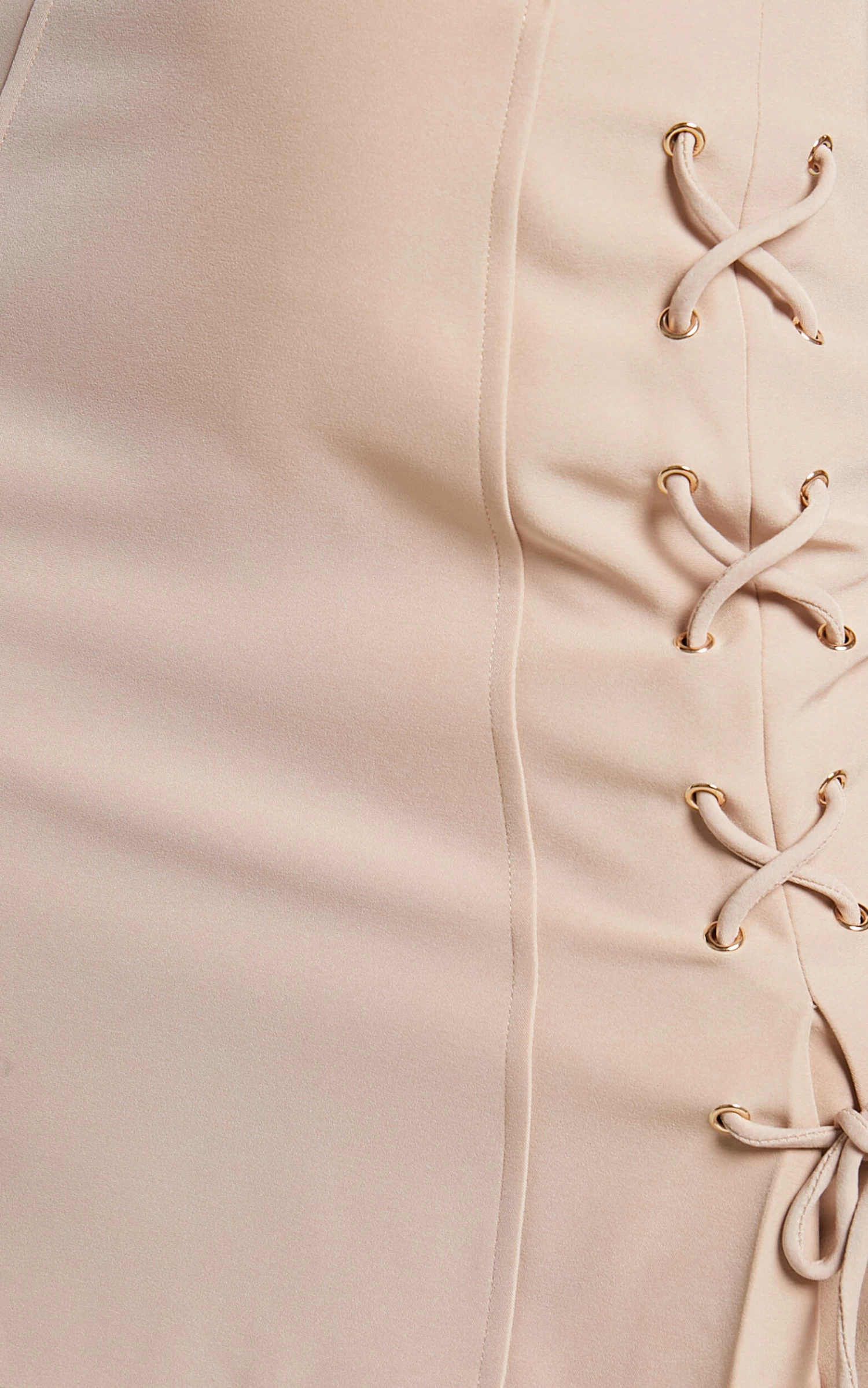 Showpo Kristitah Mini Skirt - Lace Up Skirt In Natural - Image 9