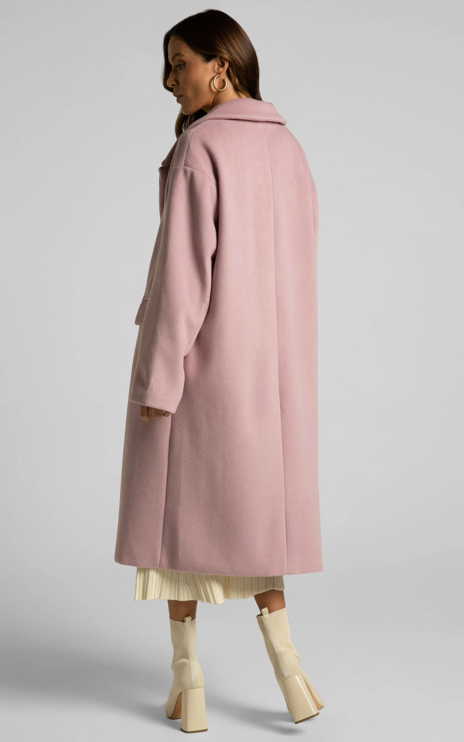 Showpo Libee Double Breasted Longline Coat In Dusty Pink - Image 8
