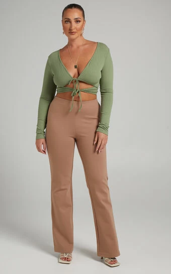 Showpo Margot Flared Pants In Camel