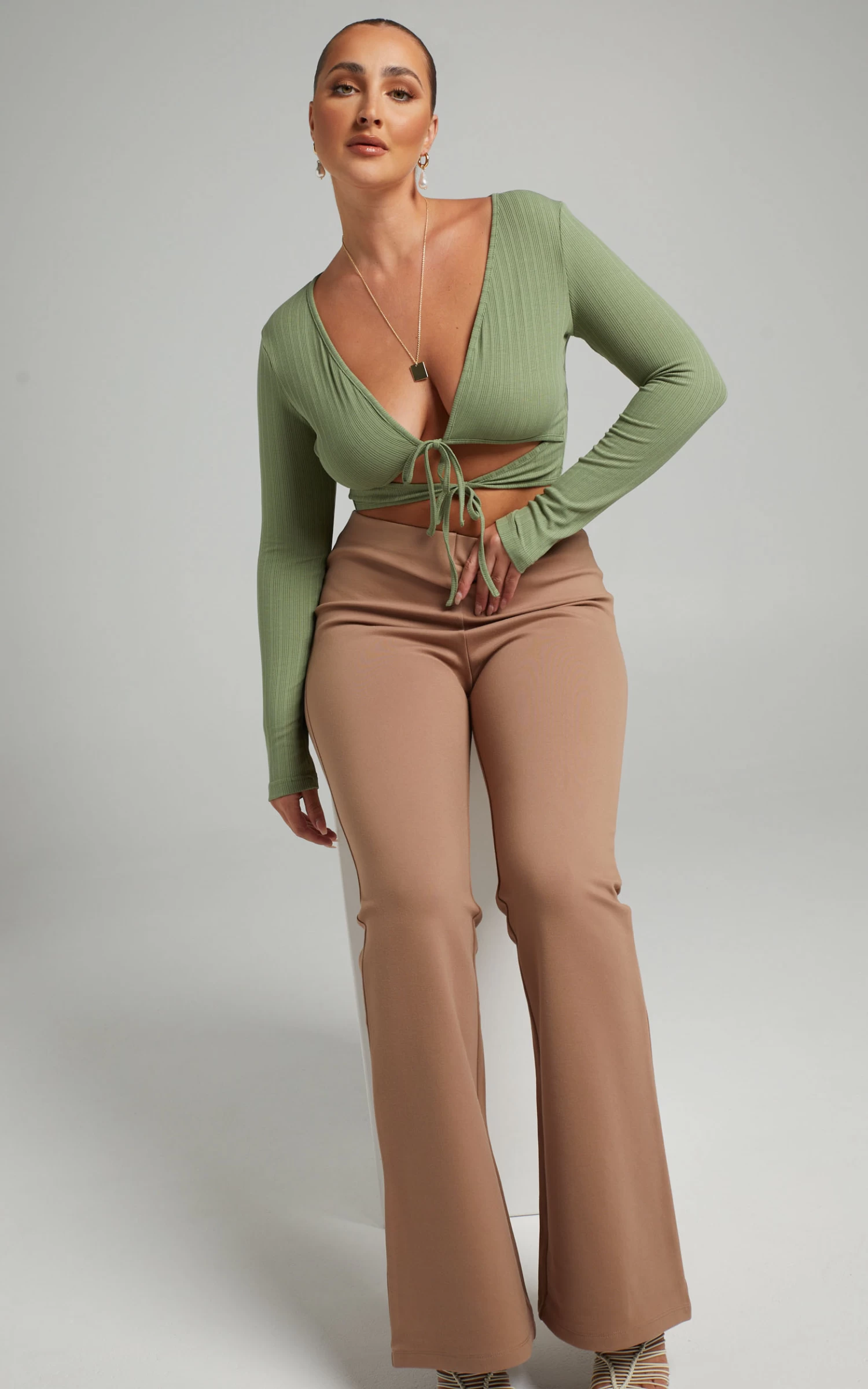 Showpo Margot Flared Pants In Camel - Image 6