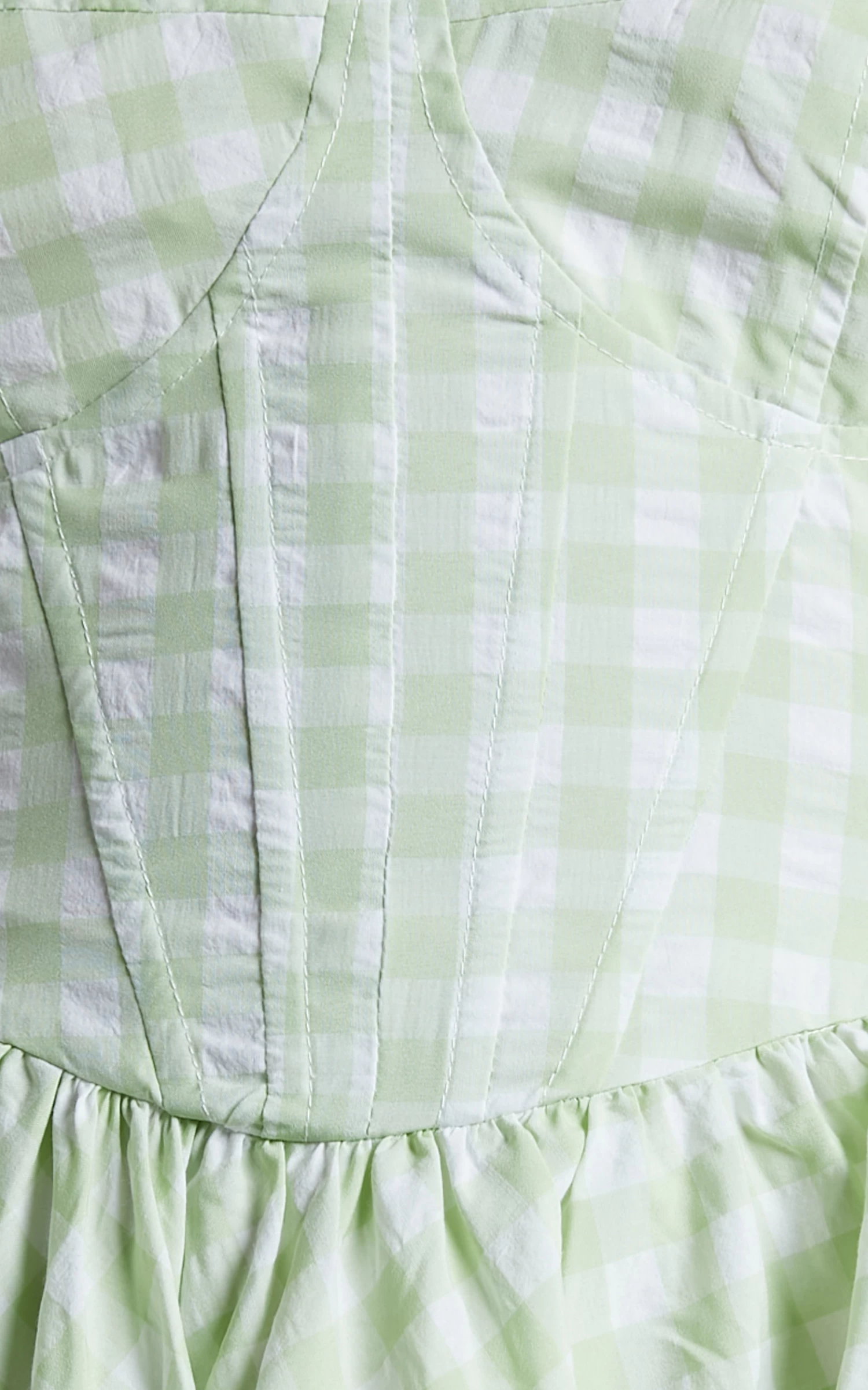 Showpo Madelyn Mini Dress - Fit And Flare Corset Dress In Mint Green Gingham - Image 8