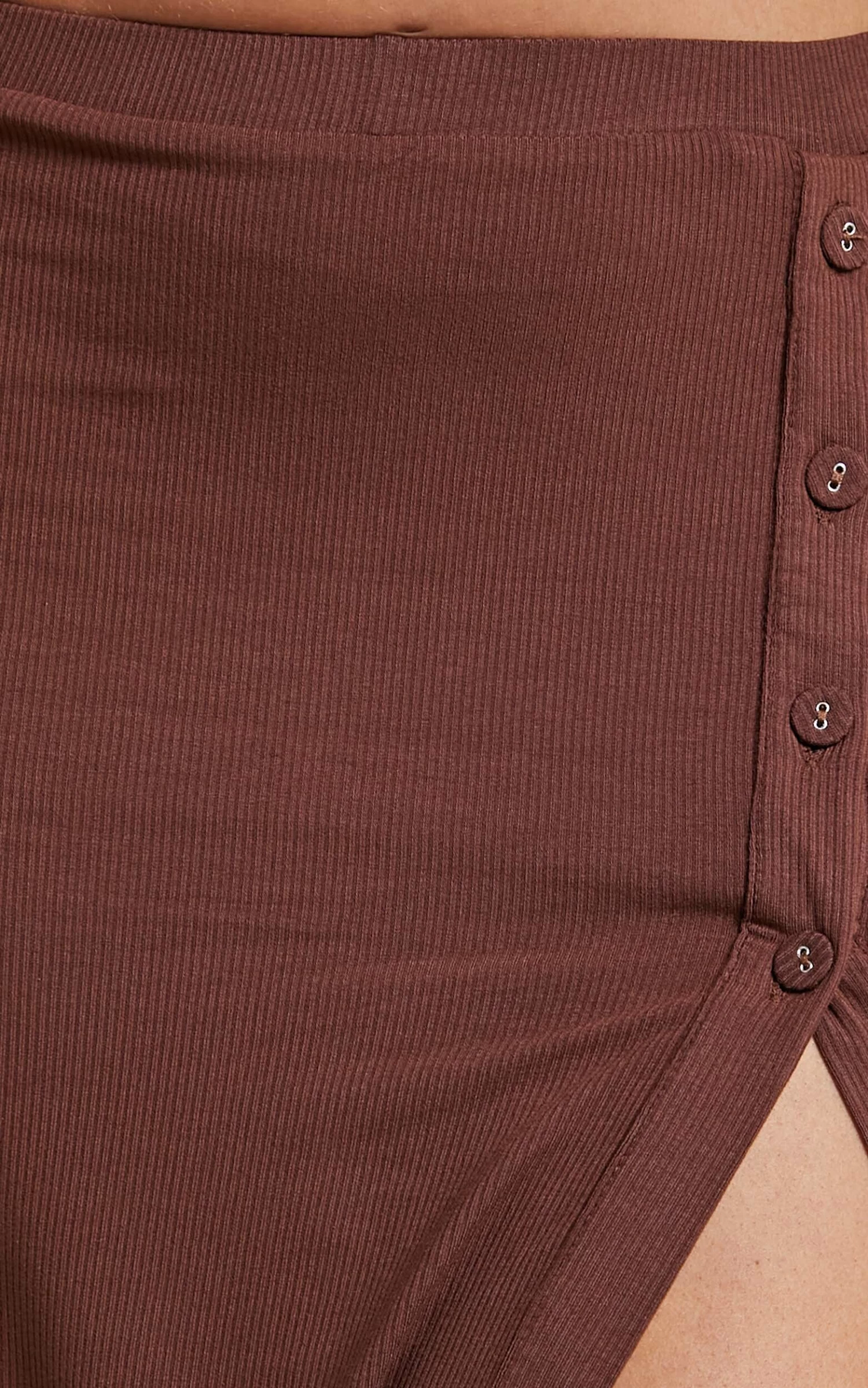 Showpo Meschelle Collared Button Front Crop Top And Side Split Midi Skirt Two Piece Set In Chocolate - Image 8