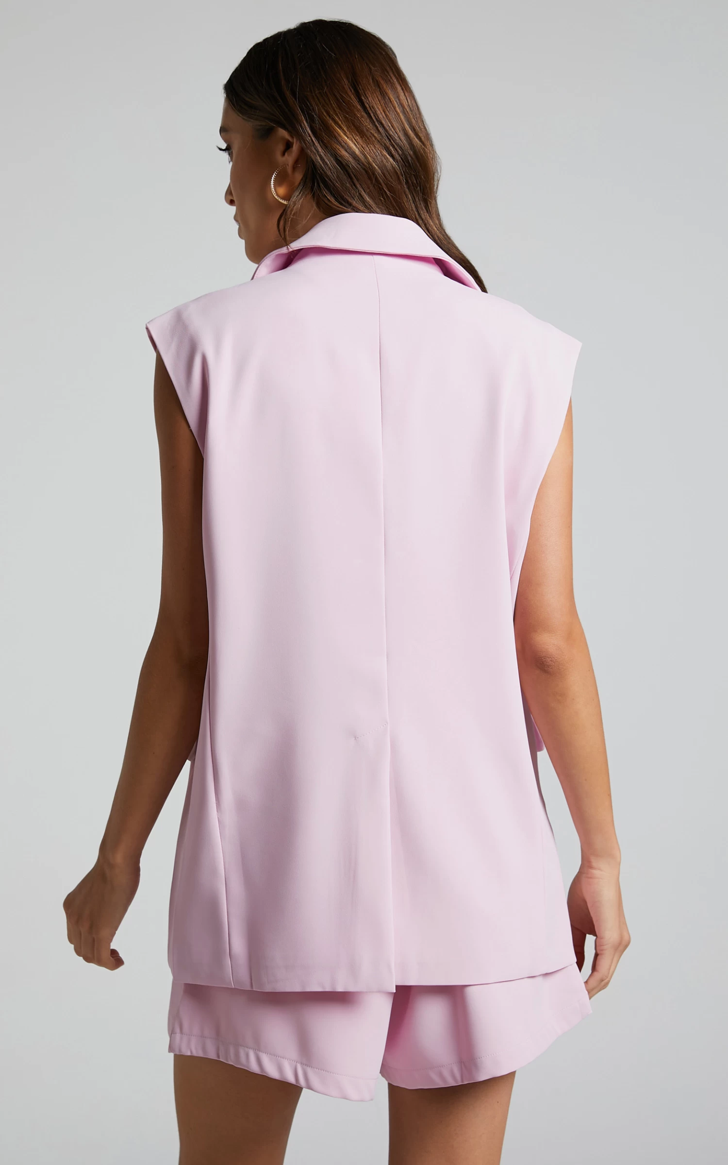 Showpo Mhina Blazer Vest - Relaxed Button Up Blazer Vest In Pink - Image 7