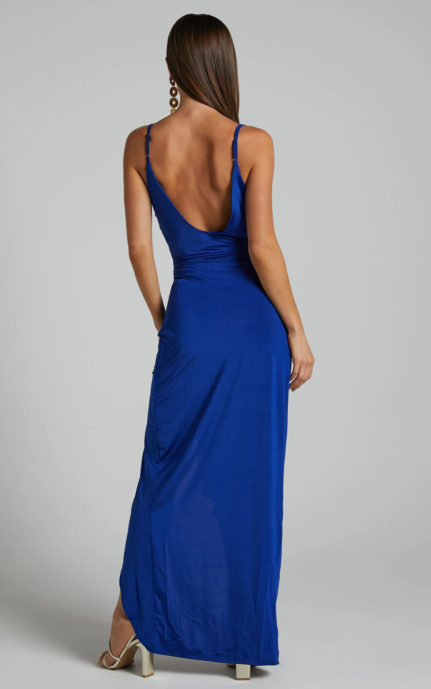 Showpo Mhira Cowl Neck Maxi Dress In Blue - Image 8