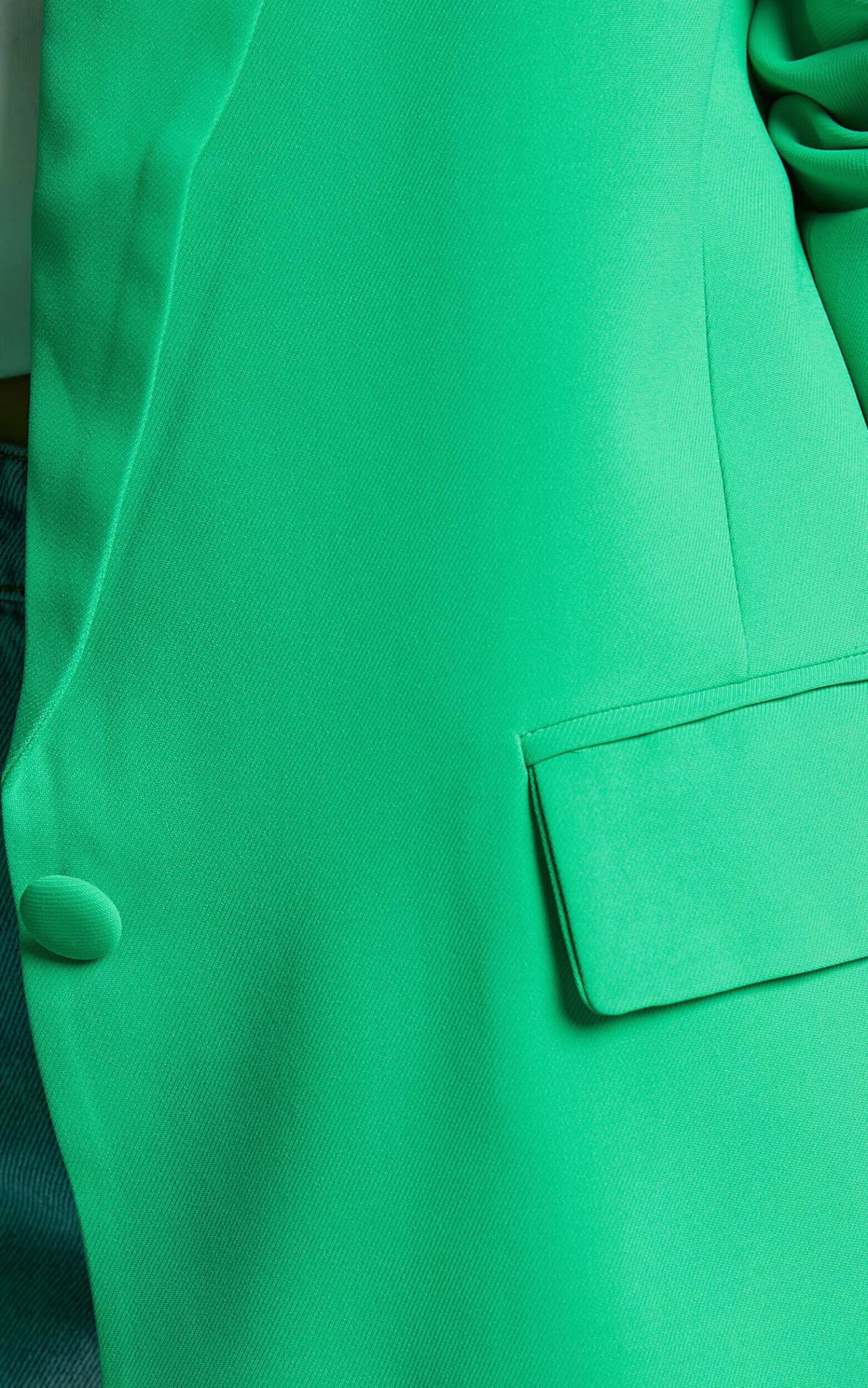 Showpo Michelle Oversized Plunge Neck Button Up Blazer In Green - Image 8
