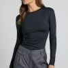 Showpo Morena Long Sleeve Fitted Top In Black