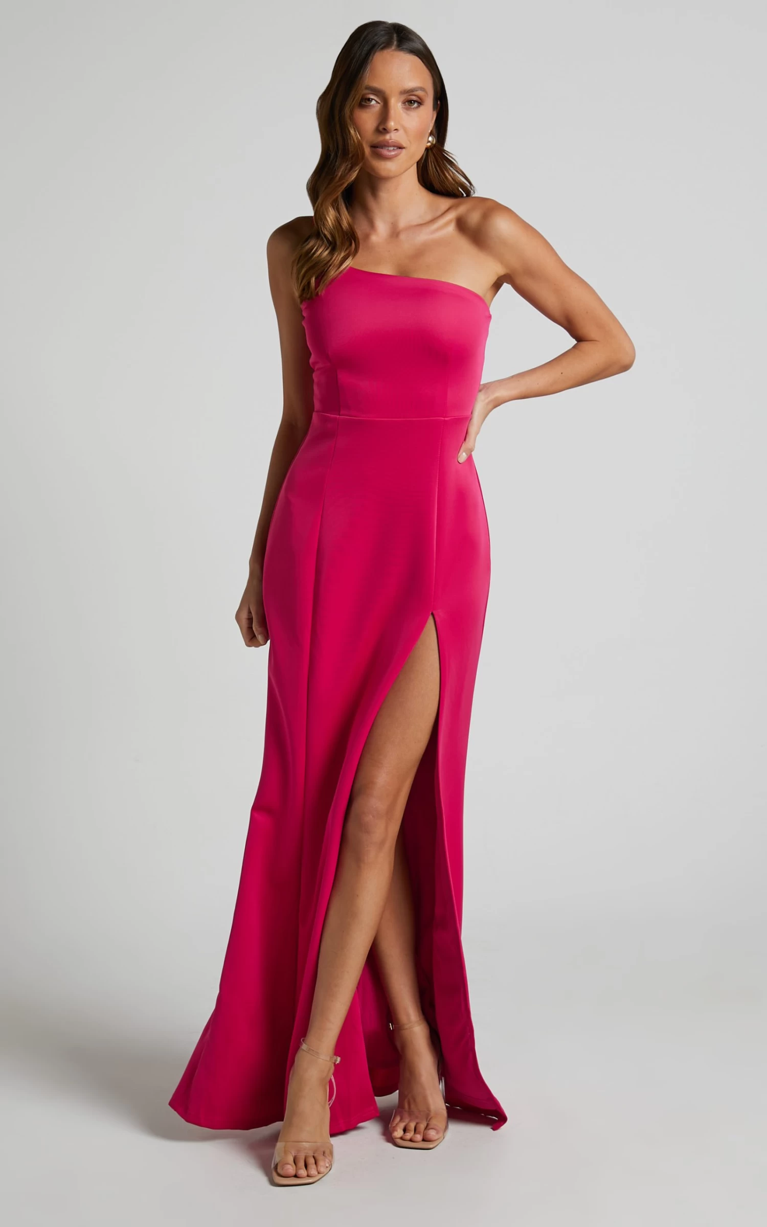 Showpo No Ones Fault One Shoulder Maxi Dress In Berry - Image 2