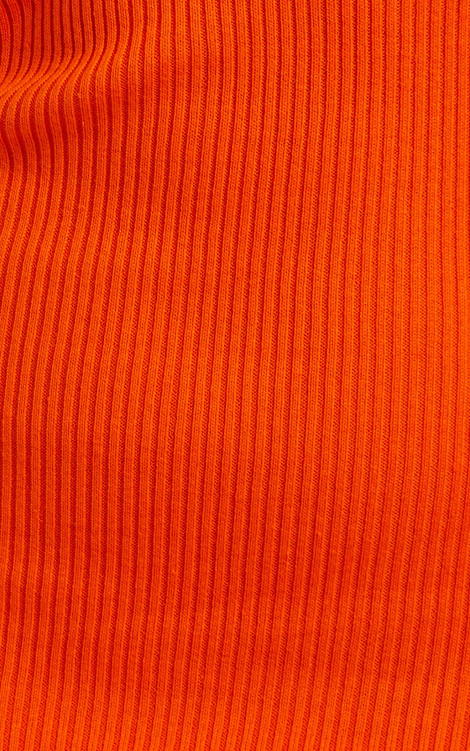 Showpo Vallery Ribbed Long Sleeve Halter Neck Midi Dress In Orange - Image 9