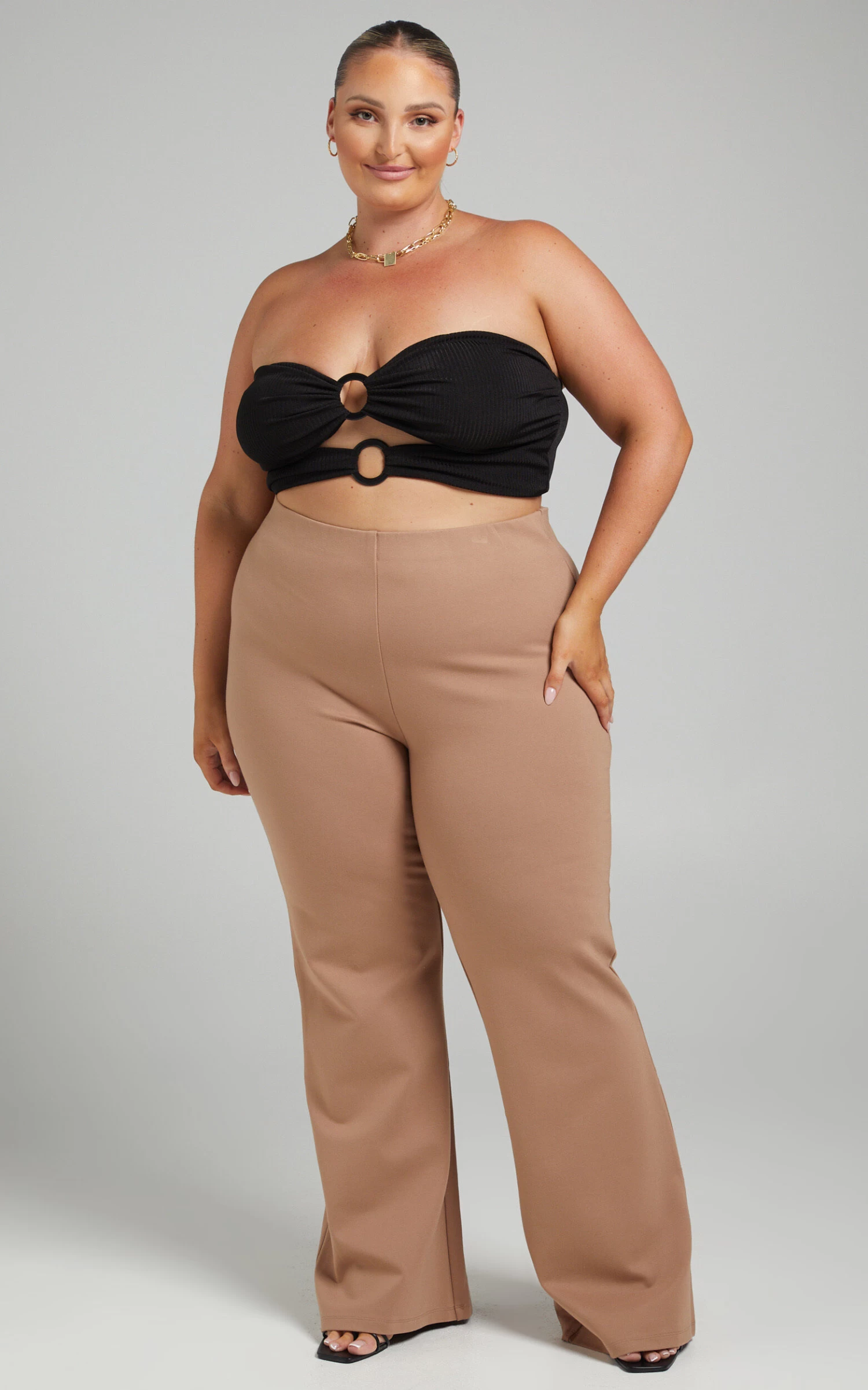 Showpo Margot Flared Pants In Camel - Image 3