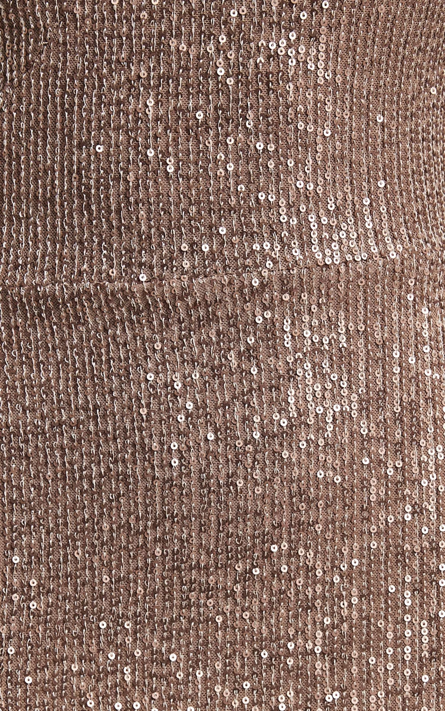 Showpo Rehyna One Shoulder Asymmetric Cut Out Sequin Maxi Dress In Mocha - Image 5