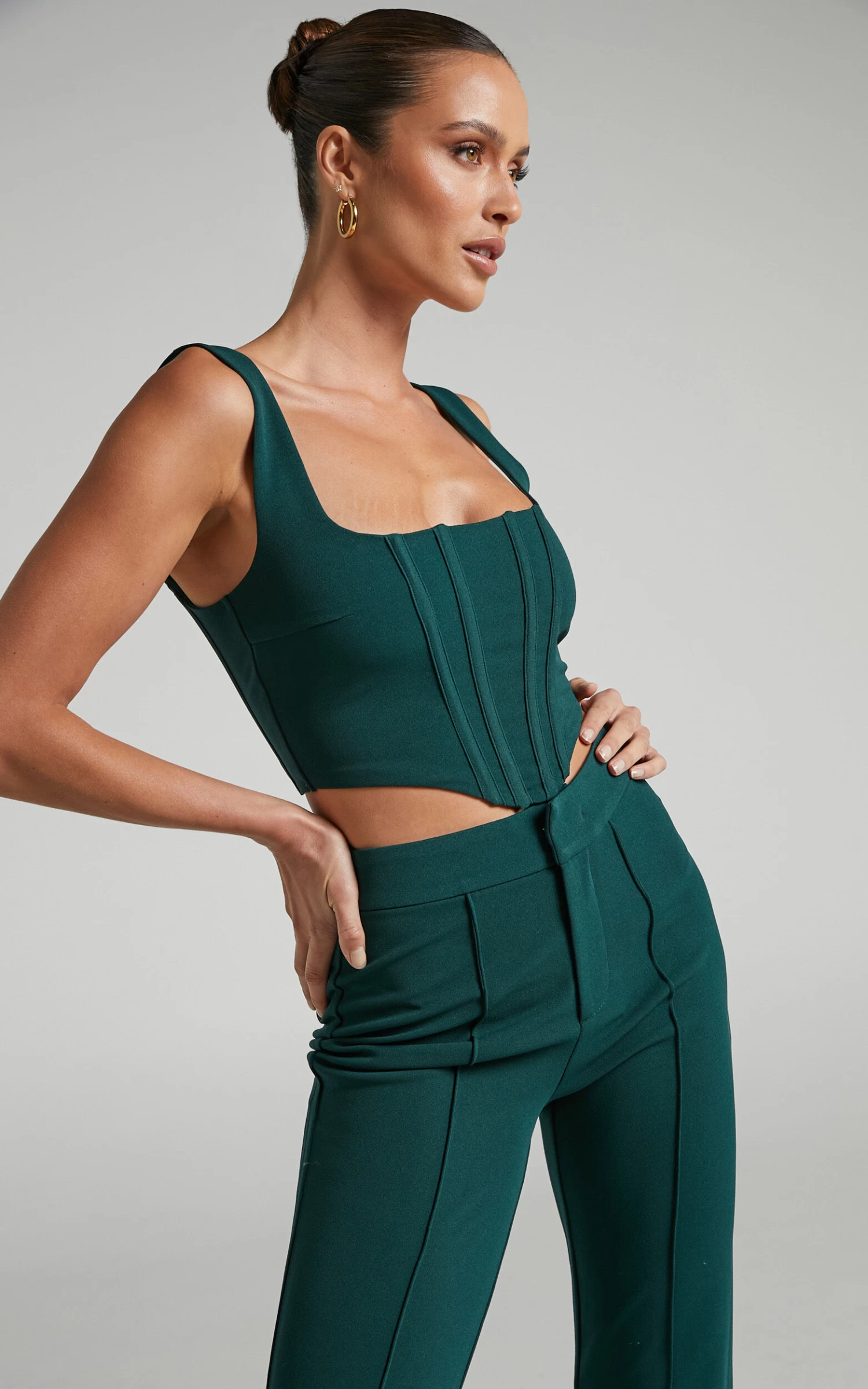 Showpo Ritta Corset Top And Pants Two Piece Set In Emerald - Image 3