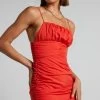 Showpo Roberta Ruched Bodycon Mini Dress In Red