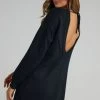 Showpo Shanisse Open Back Mini Knit Dress In Black