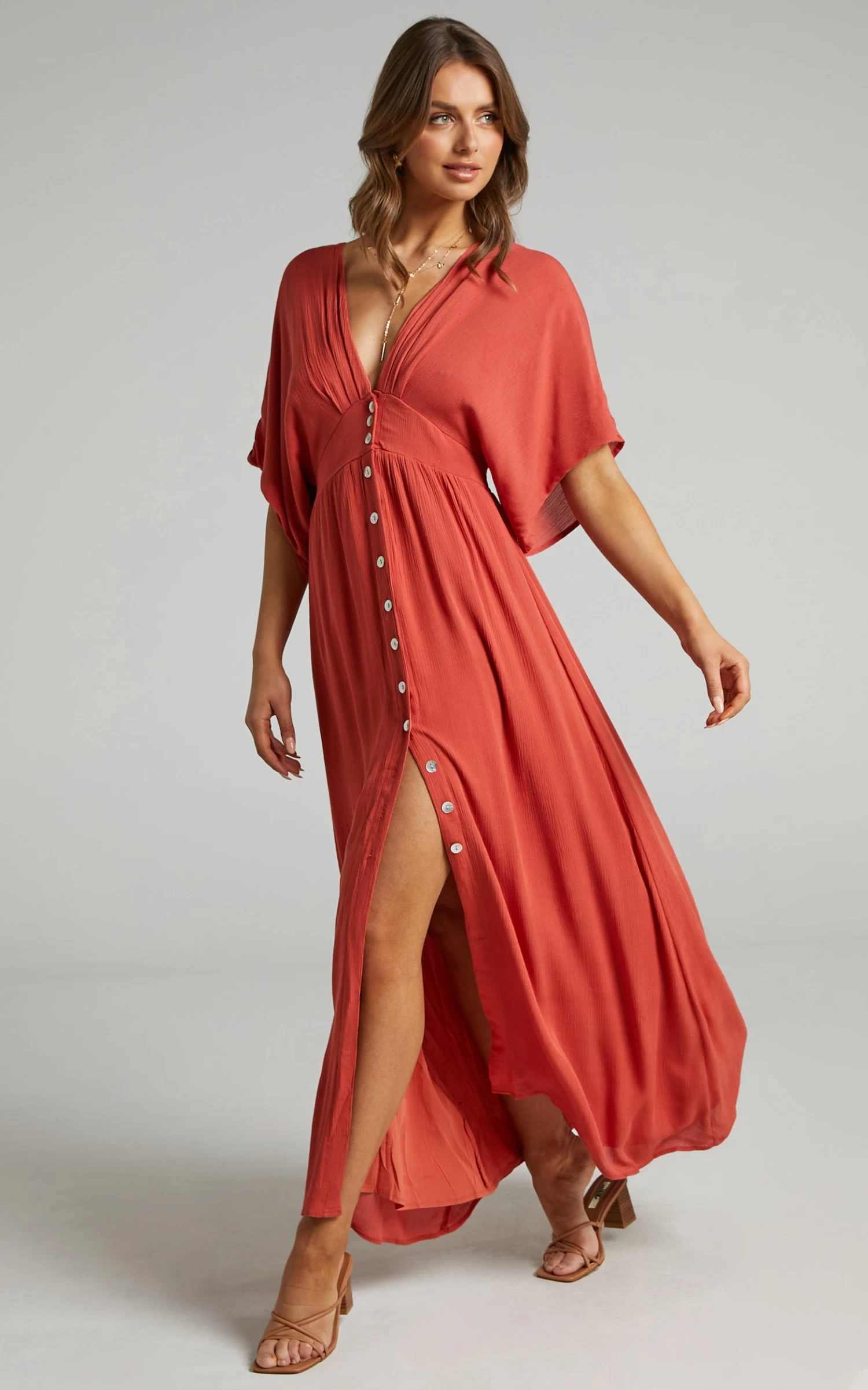 Showpo Sitting Pretty Dress In Rust - Image 3