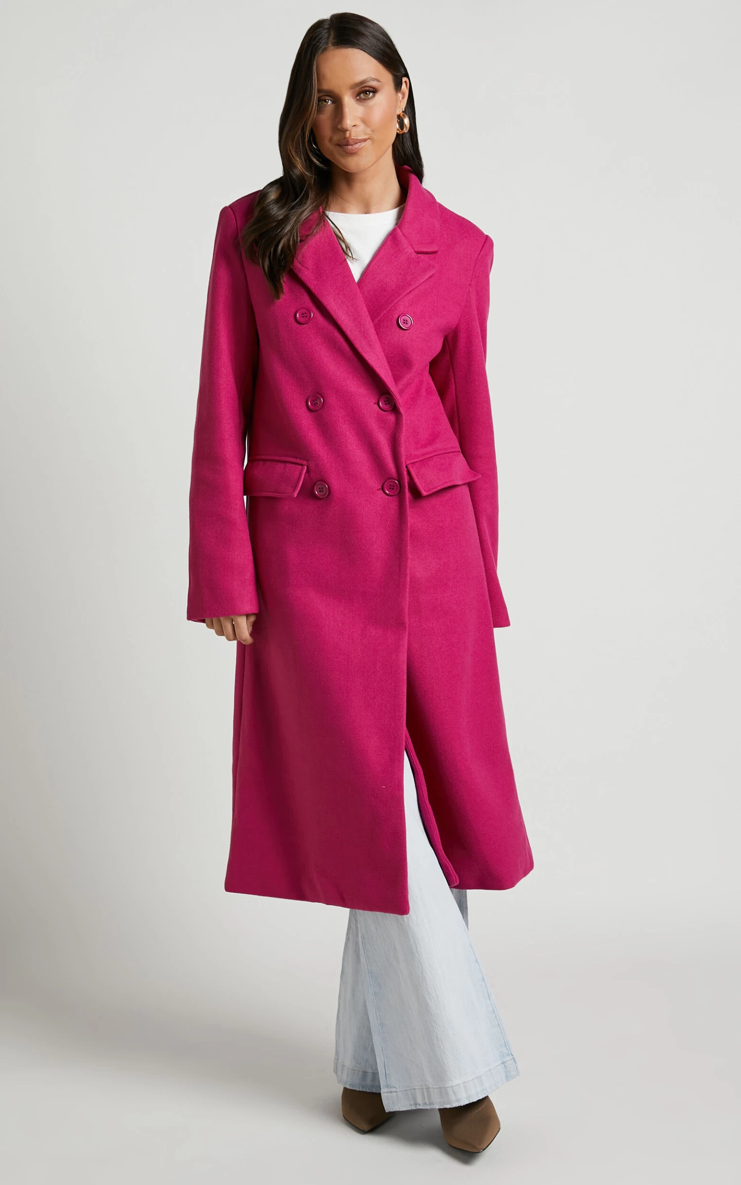 Showpo Socorro Tailored Longline Coat In Hot Pink - Image 6