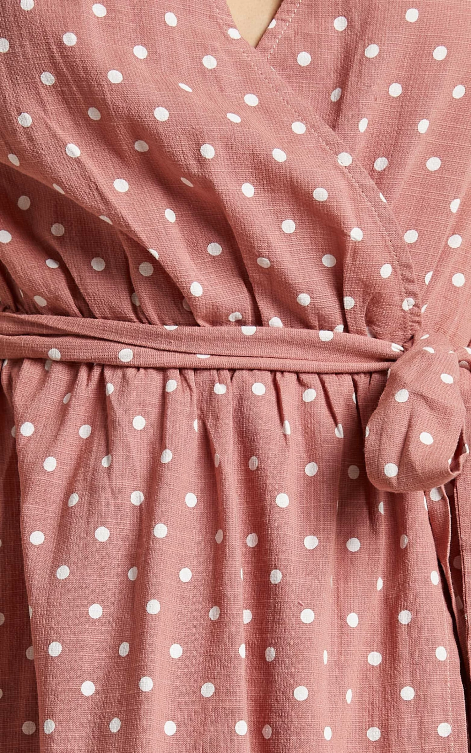 Showpo Steffany Wrap Style Mini Dress In Dusty Pink Spot - Image 9