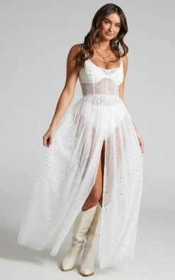 Showpo Stunning View Bodice Maxi Dress In White Mesh