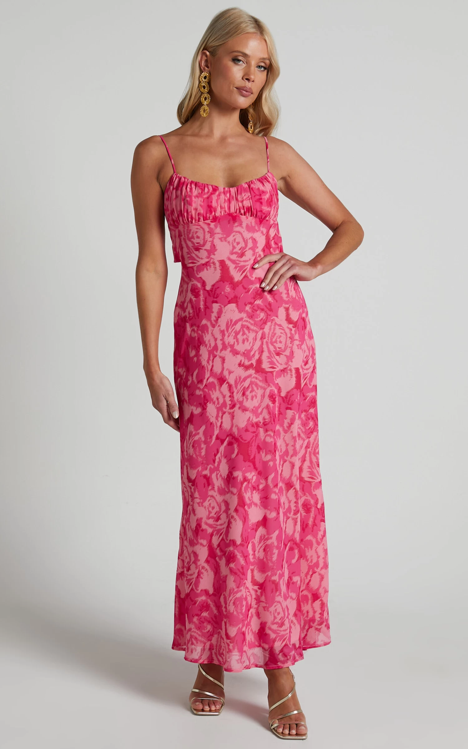 Showpo Veena Bustier Floral Slip Maxi Dress In Pink Floral - Image 7