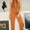 Showpo Wendilyn Halterneck Jumpsuit In Rust
