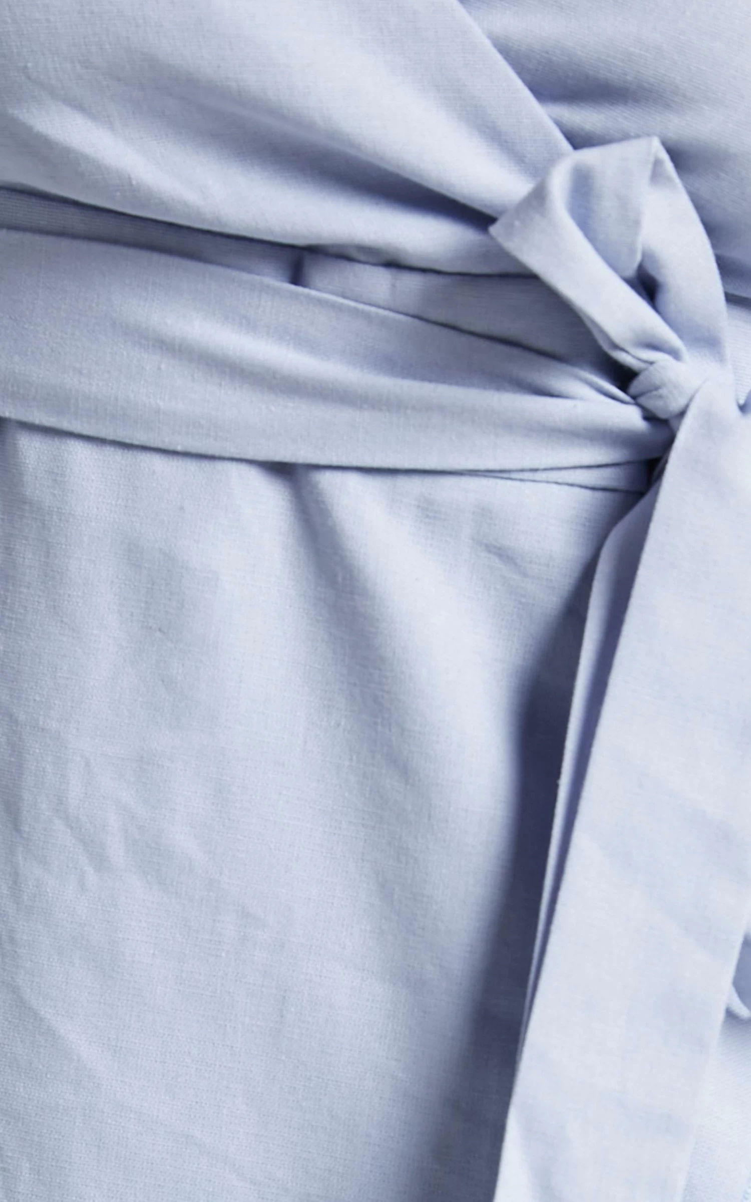 Showpo Cant Move On Off Shoulder Mini Dress In Powder Blue Linen Look - Image 8