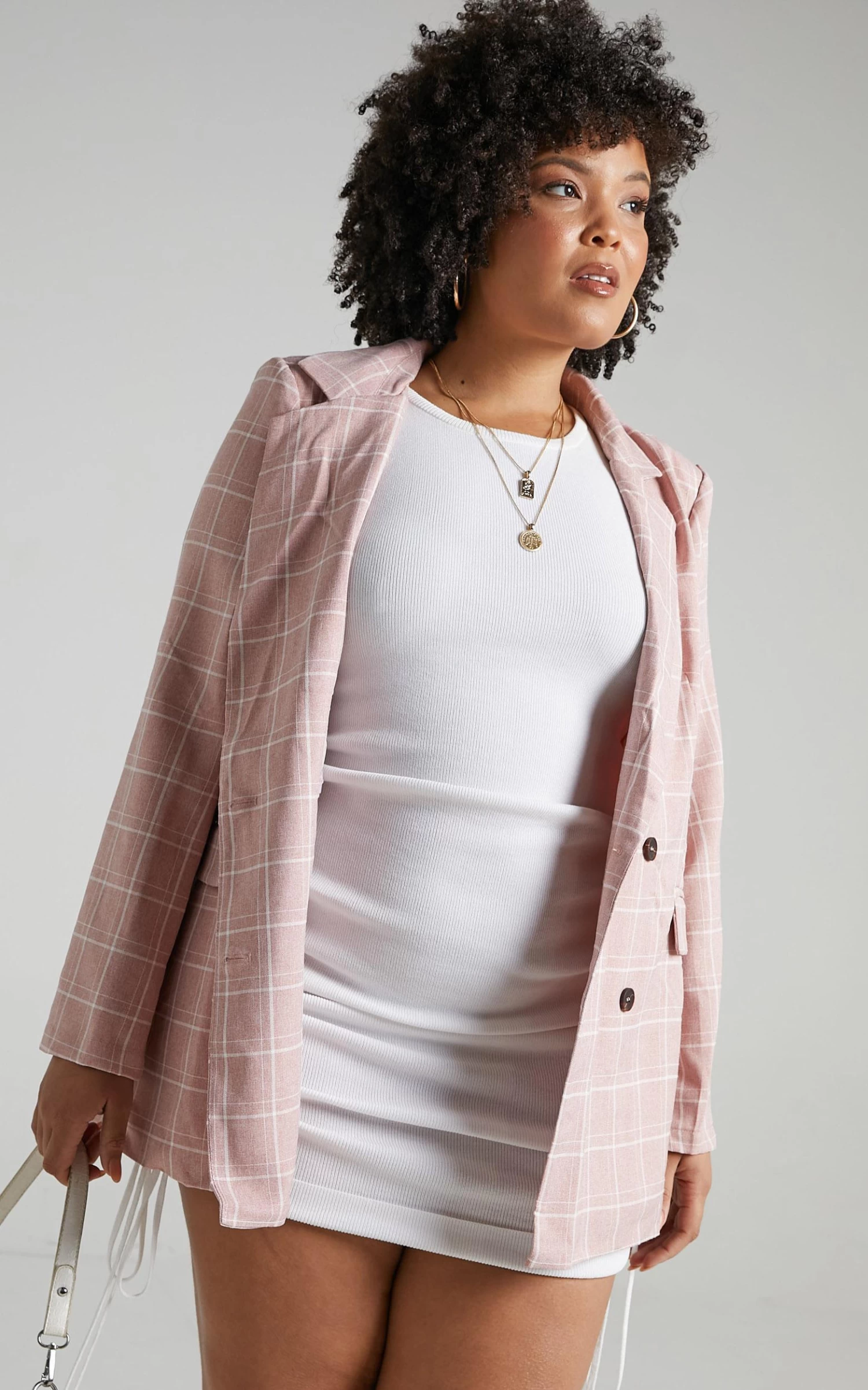 Showpo Sort It Out Blazer In Blush Check - Image 8