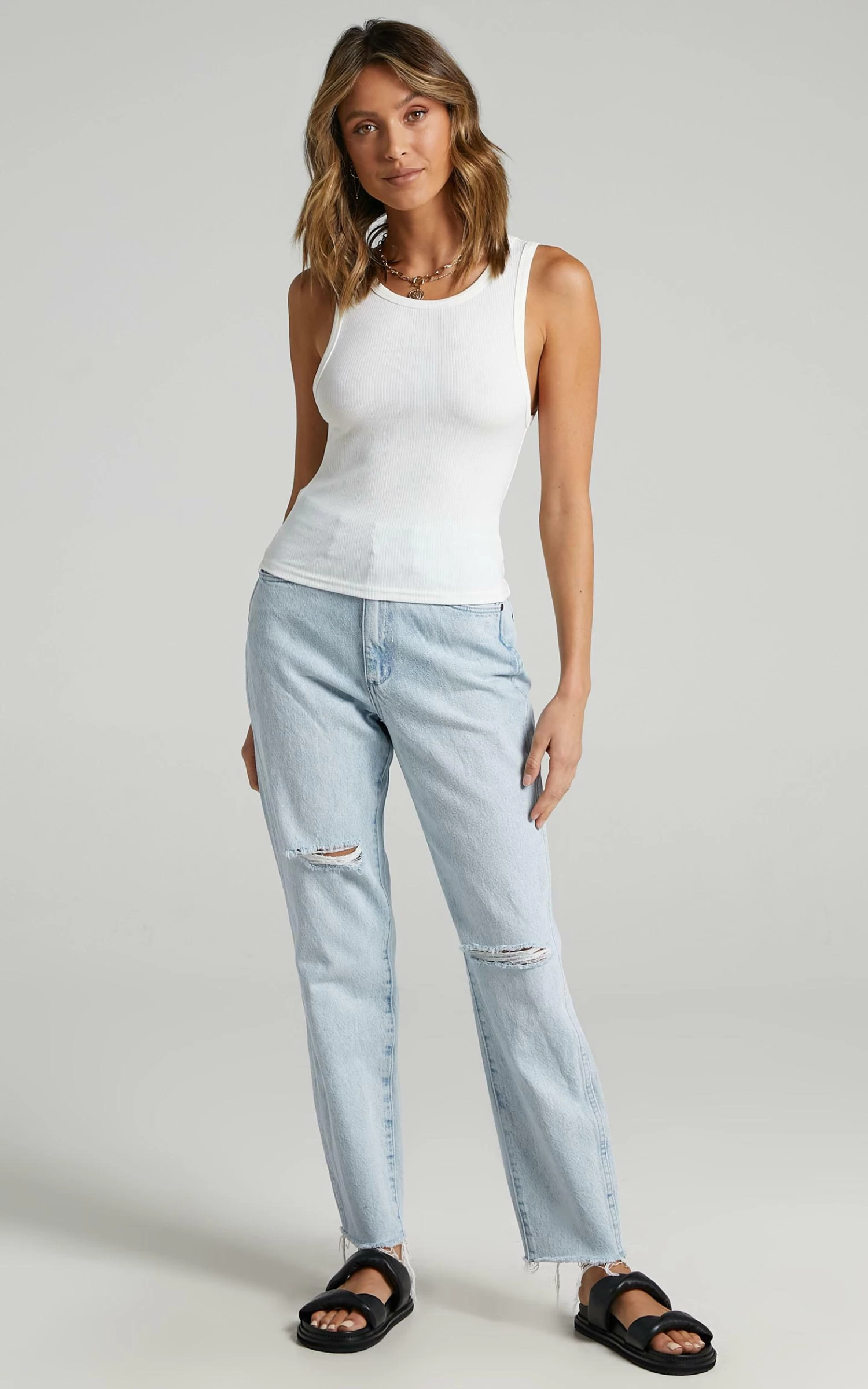 Showpo Cant You Tell Ribbed Tank Top In White - Image 4